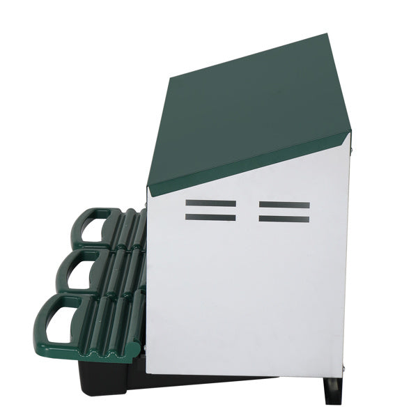 3-Compartment Chicken Feeding Trough – Durable Poultry Feeder with Covered Roof