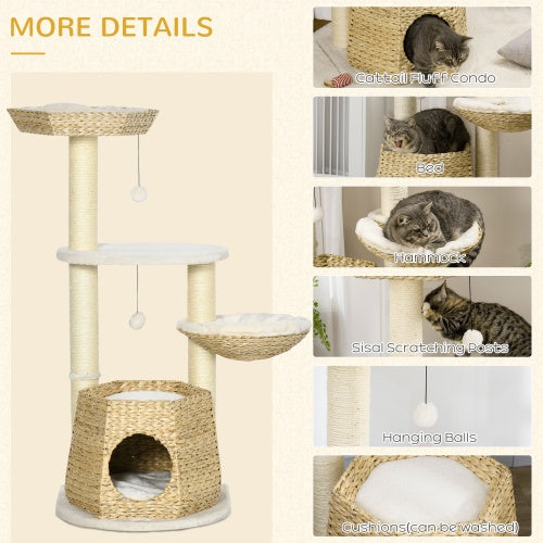 PawHut 47" Cat Tree – Kitty Activity Center with Climbing Tower