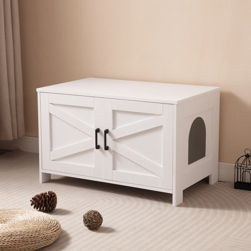 Modern Cat Litter Box Enclosure – Hidden Cabinet with Double Doors