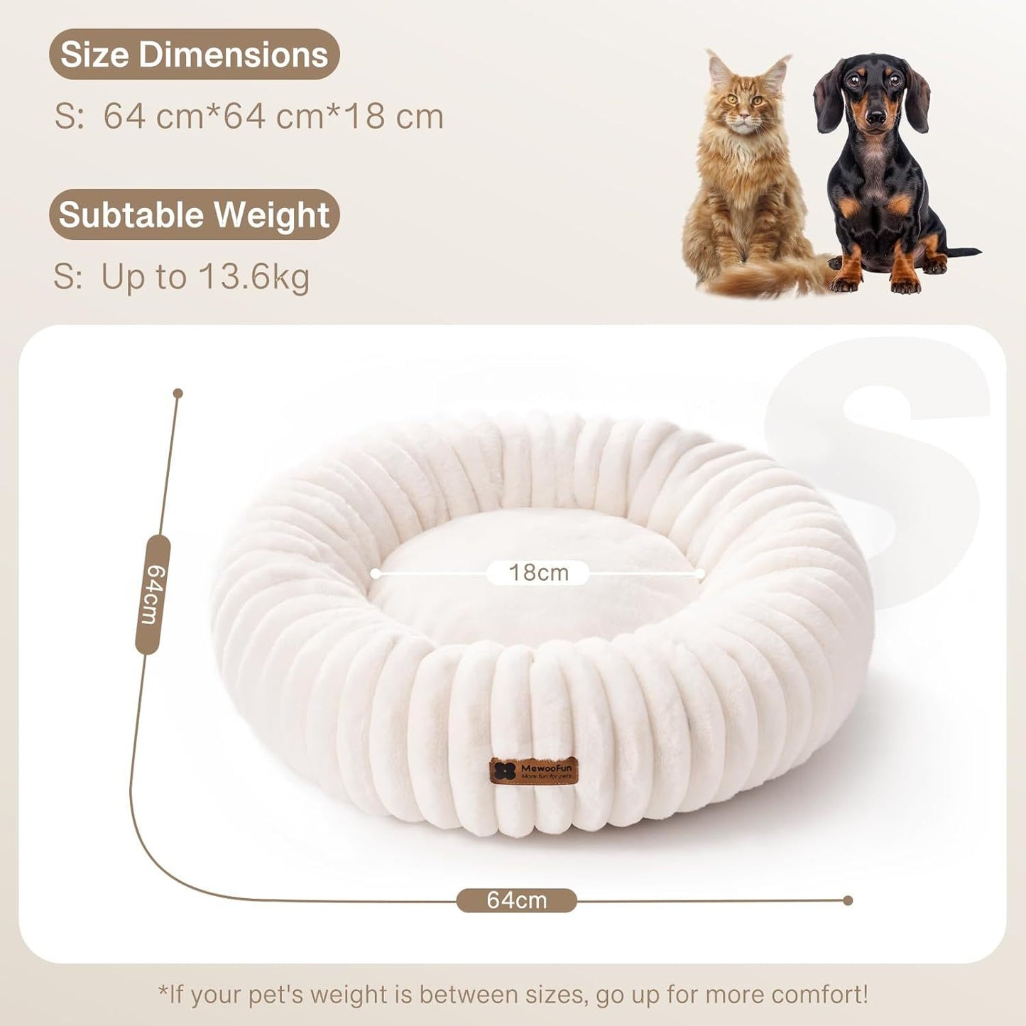 MEWOOFUN Donut Dog Bed For Small Dogs – Calming & Washable