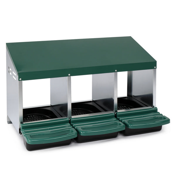 3-Compartment Chicken Feeding Trough – Durable Poultry Feeder with Covered Roof