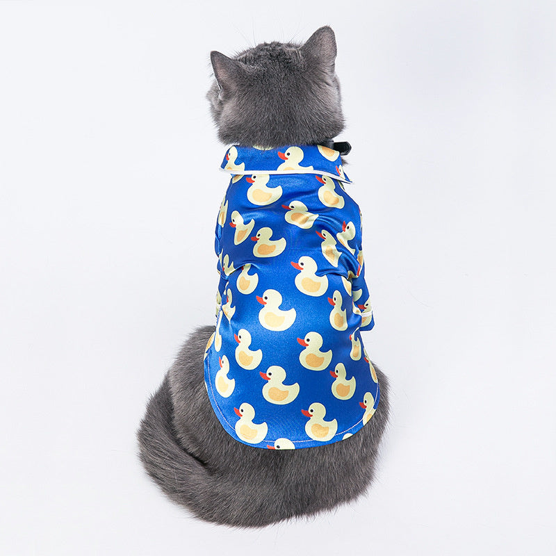 Duck Print Waterproof Dog Jacket – Autumn & Winter Coat for Dogs & Cats