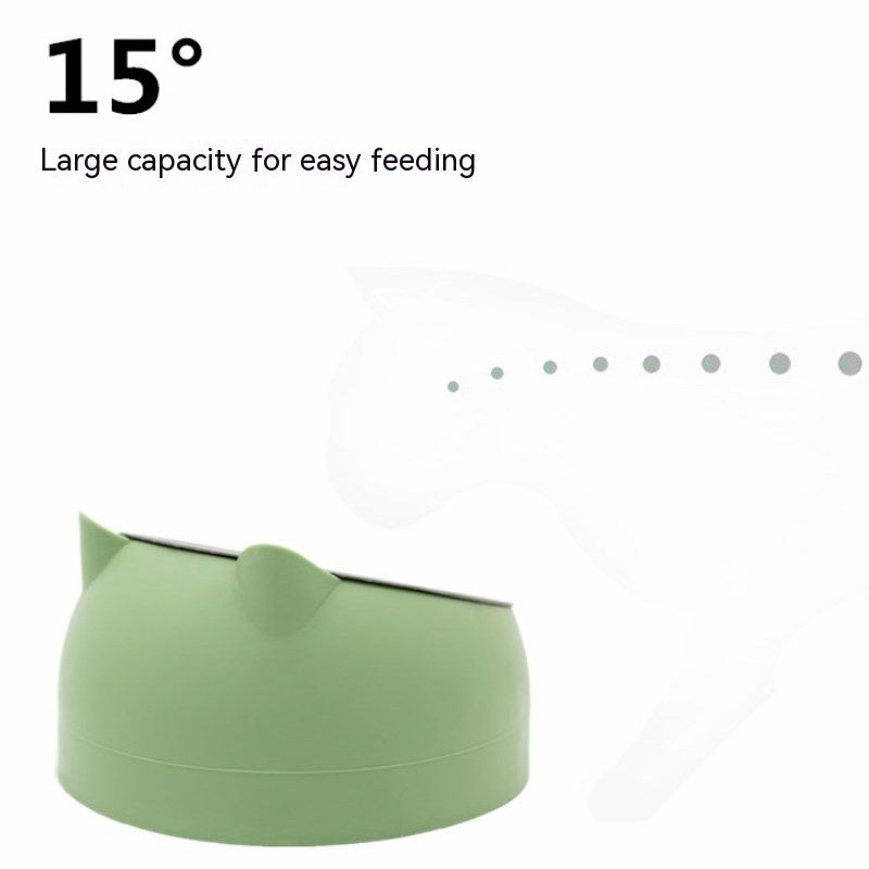 Stainless Steel Tilted Double Pet Bowl with Cervical Spine Protection