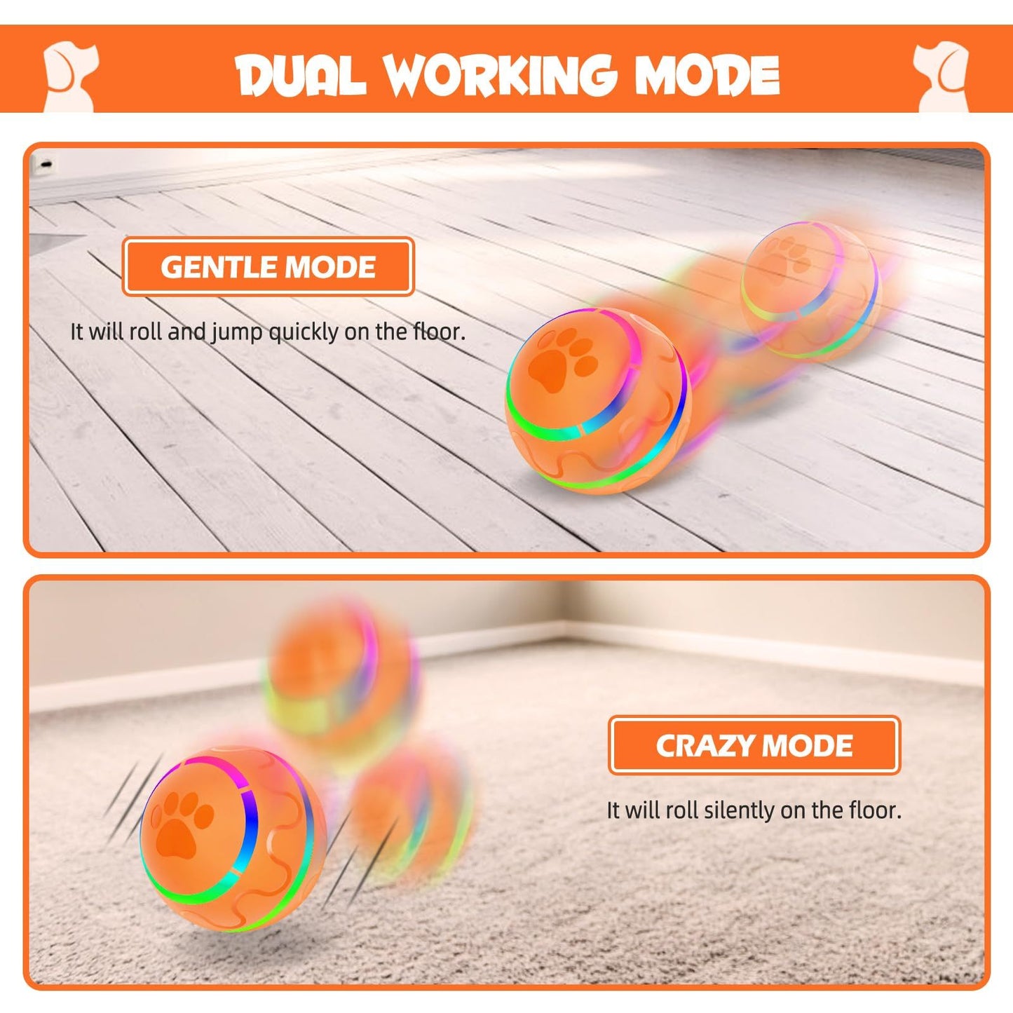 Orange Toy Ball – Automatic Smart Rolling Version
