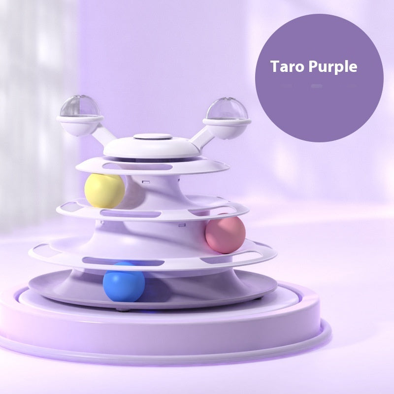 4 Levels Cat Toy Tower – Turntable with Rolling Balls