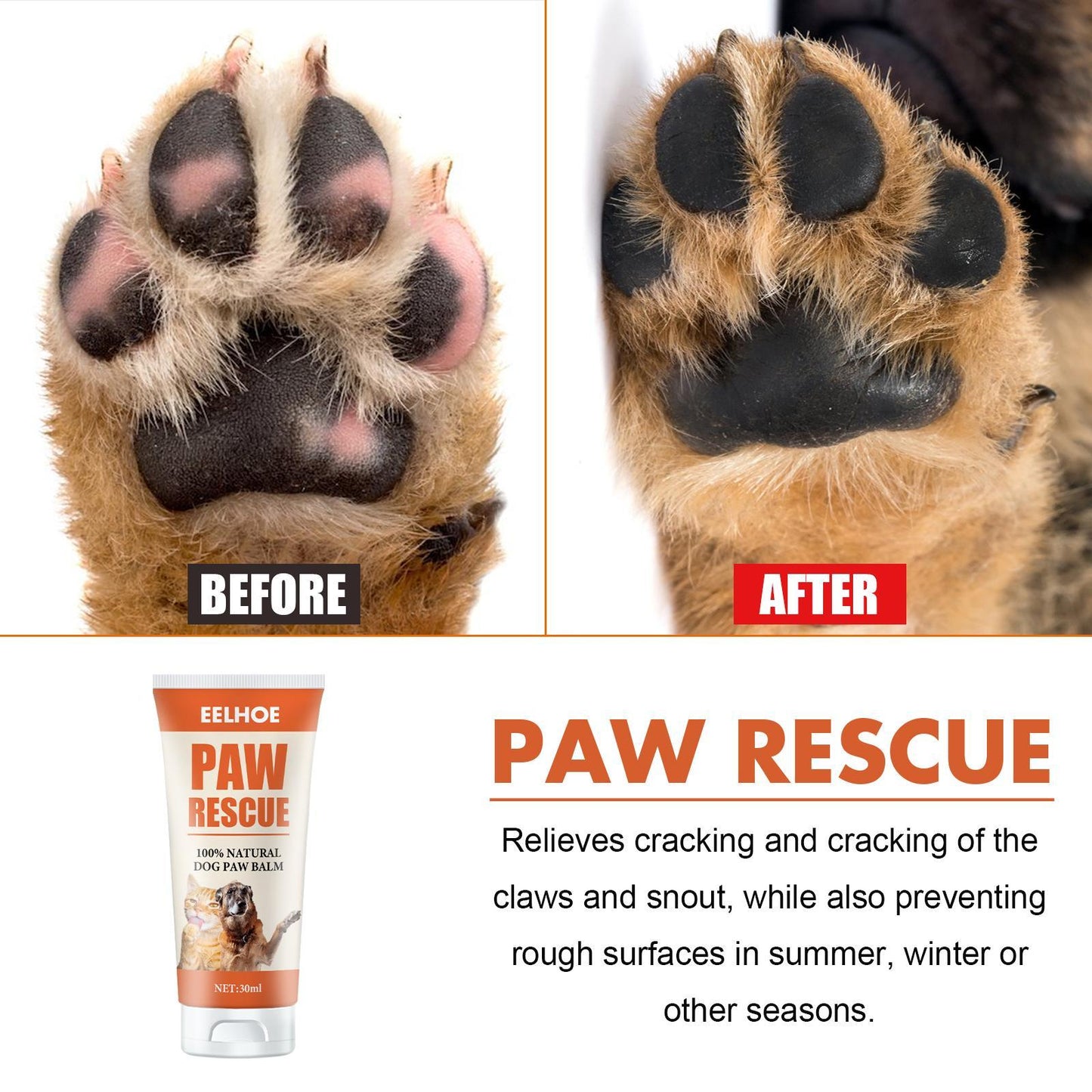 Paw Rescue Cream – Natural Moisturising Balm for Dry, Cracked Pet Paws