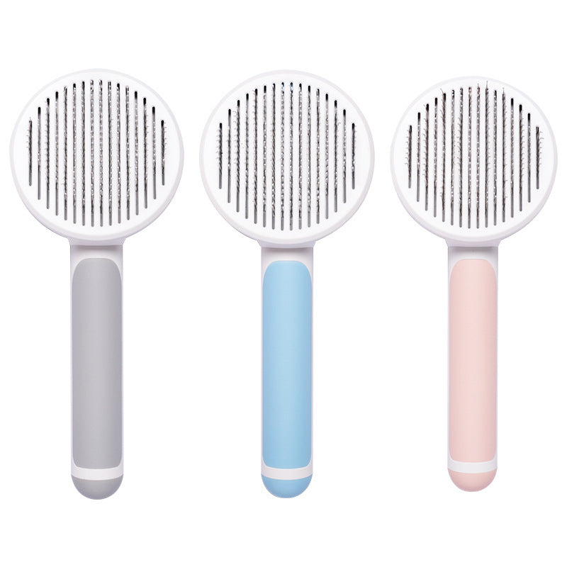 Round Handle Pet Comb – Ergonomic Detangling & Shedding Tool for Cats and Dogs