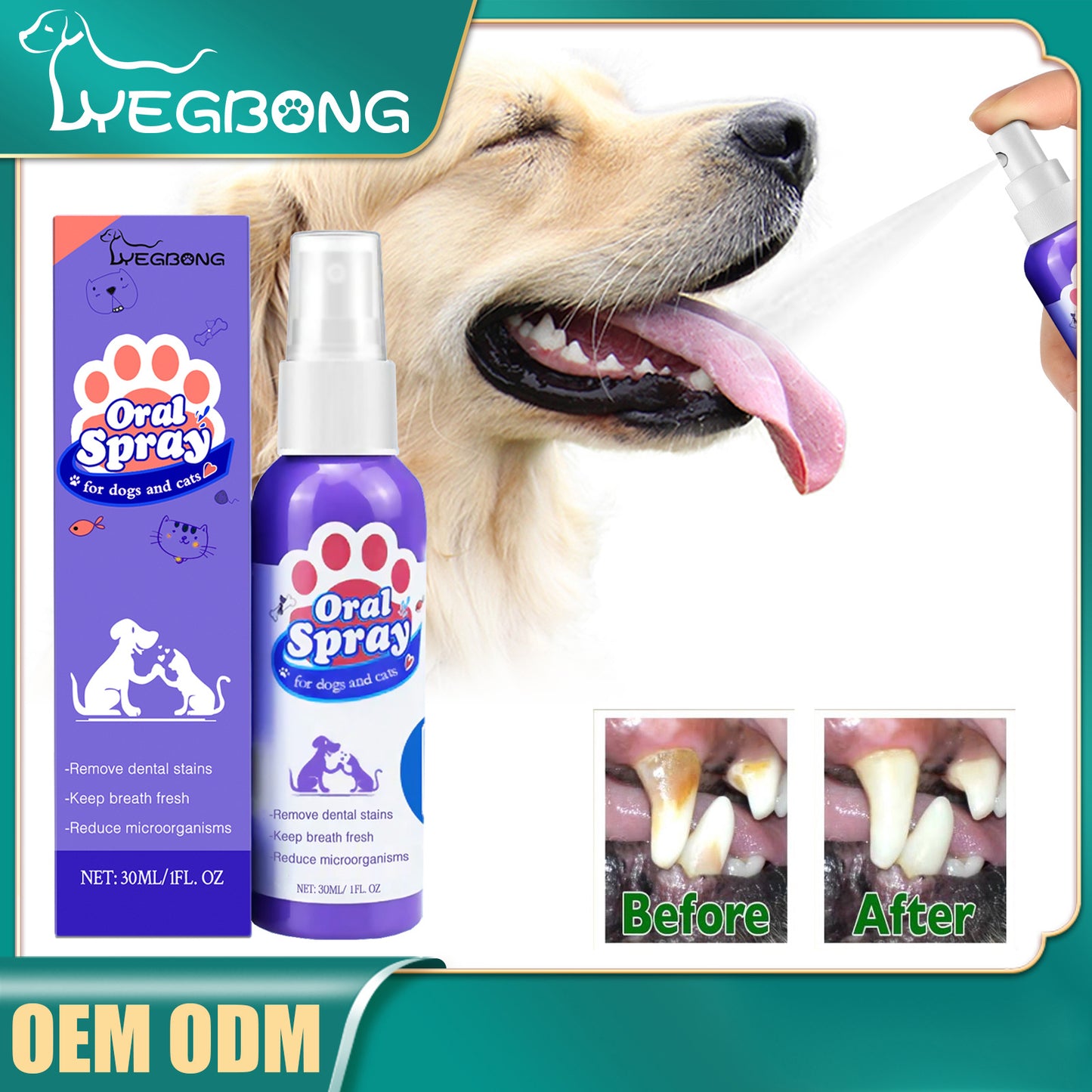 Cat and Dog Teeth Cleaning Spray – Remove Plaque, Tartar & Tooth Stains with Natural Oral Care Formula