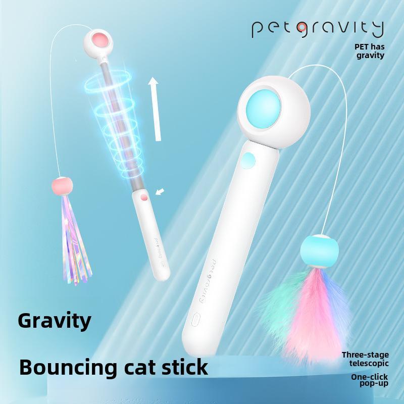 Laser Cat Wand Toy – Retractable Feather Stick with Built-in Laser Pointer