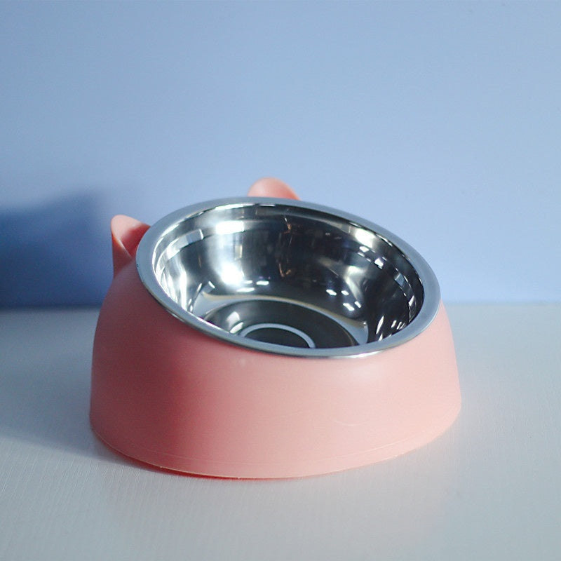 Stainless Steel Tilted Double Pet Bowl with Cervical Spine Protection