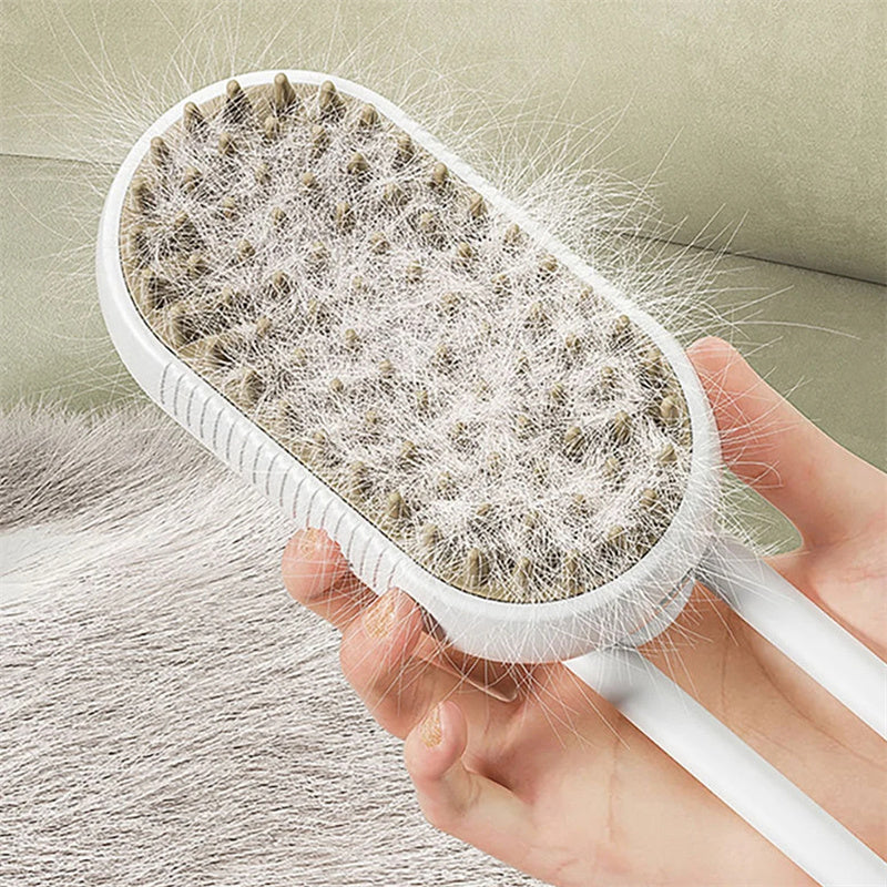 Electric Steam Pet Brush for Dogs & Cats & 3-in-1 Dematting, Grooming & Cleaning