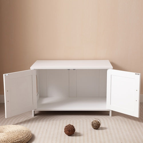 Modern Cat Litter Box Enclosure – Hidden Cabinet with Double Doors