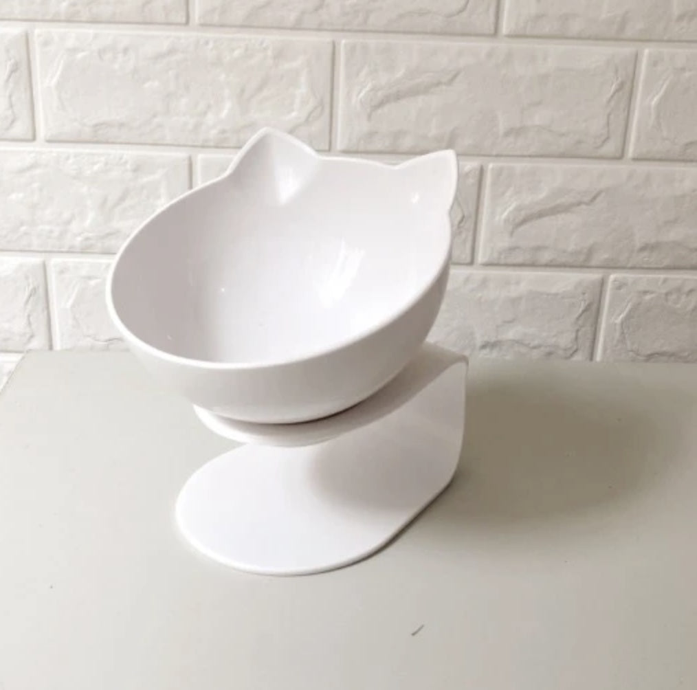 Elevated Cat Double Bowl Feeder – Anti-Vomit Tilted Bowls with Stand for Cervical Spine Support