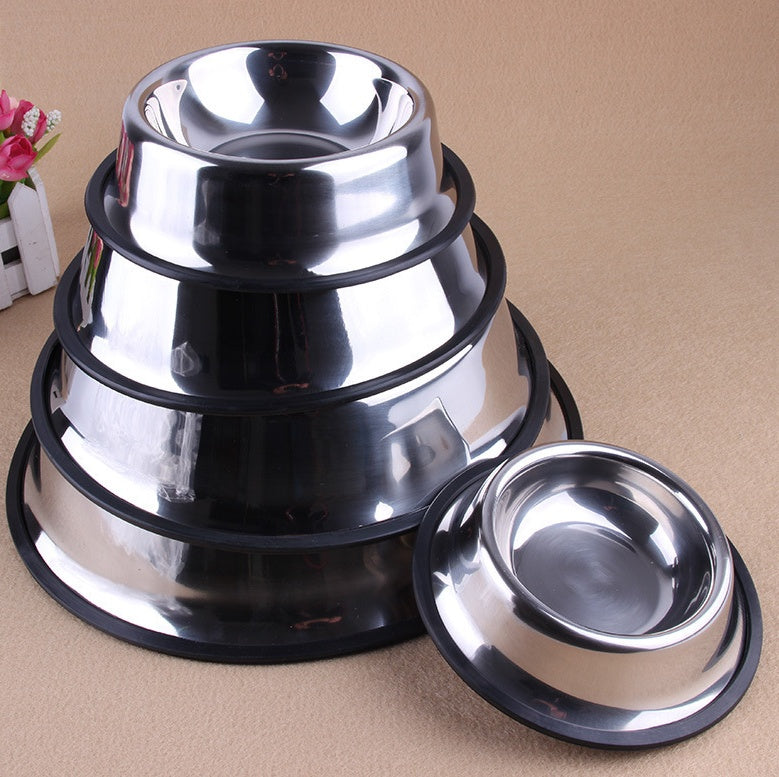 Classic Stainless Steel Pet Bowls – Non-Slip Food & Water Dish for Dogs and Cats