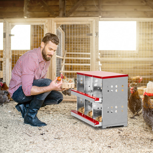 6-Compartment Outdoor Chicken Feeder with Sloped Roof – Large Capacity Poultry Feeding Station