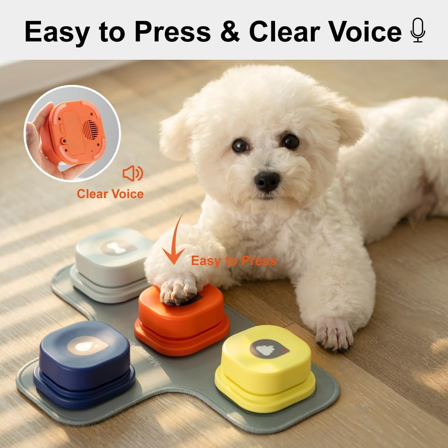 MEWOOFUN Dog Talking Buttons Set – 3 Recordable Voice Buttons