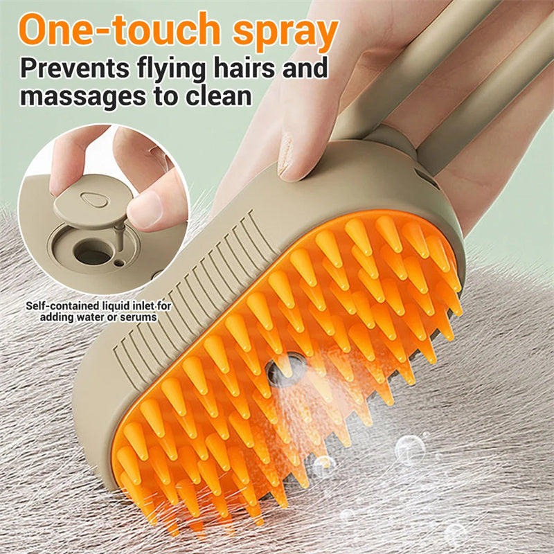 Electric Steam Pet Brush for Dogs & Cats & 3-in-1 Dematting, Grooming & Cleaning