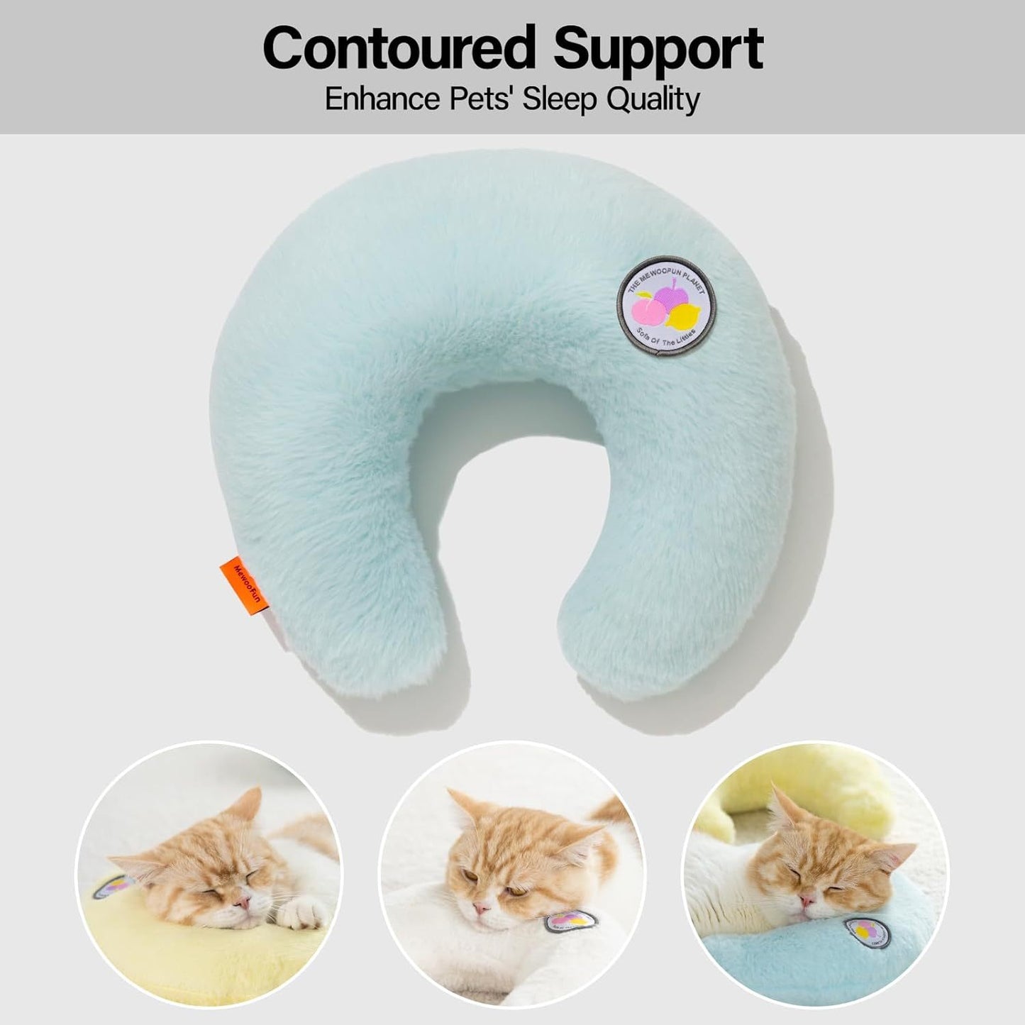 MEWOOFUN U-Shaped Orthopedic Pet Pillow – Light Blue