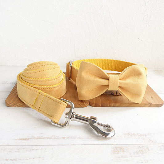 Eco-Friendly Cotton Dog Collar – Reflective Brown Adjustable Pet Collar with Leash