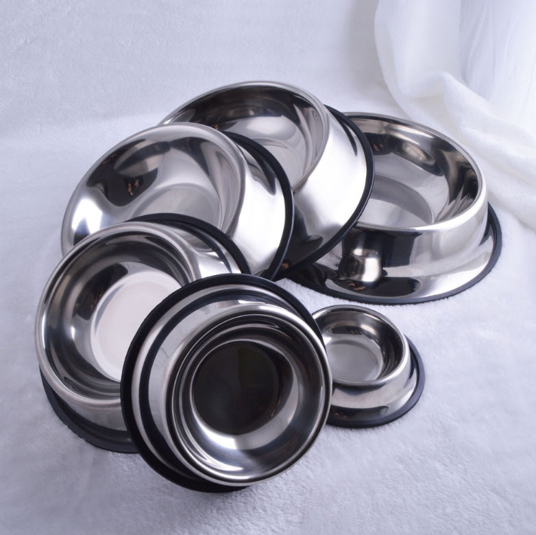 Classic Stainless Steel Pet Bowls – Non-Slip Food & Water Dish for Dogs and Cats