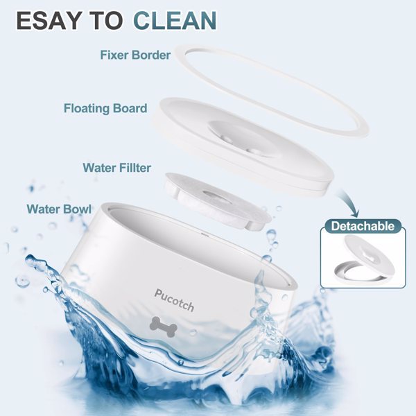 2L Anti-Spill Pet Water Bowl with No-Slip Base – Splash-Free Drinking Basin for Dogs & Cats (Beige)