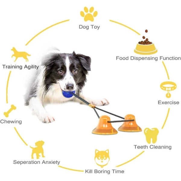 Suction Cup Dog Tug Toy – Interactive Rubber Chew Toy