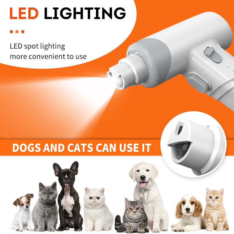 Pet Nail Polish Remover – Electric Nail Buffer for Cats & Dogs with Safety Head