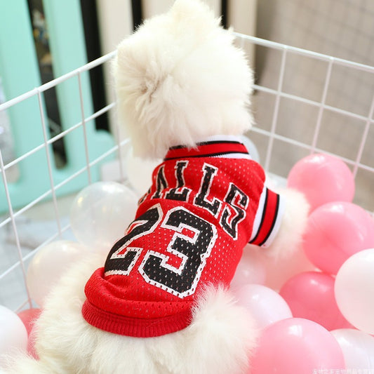 Red 23 Summer Dog Jersey – Lightweight Mesh Sports Vest for Small Dogs