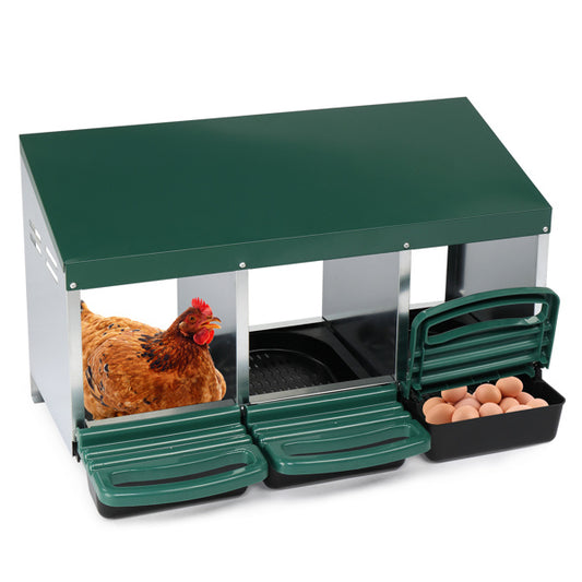 3-Compartment Chicken Feeding Trough – Durable Poultry Feeder with Covered Roof