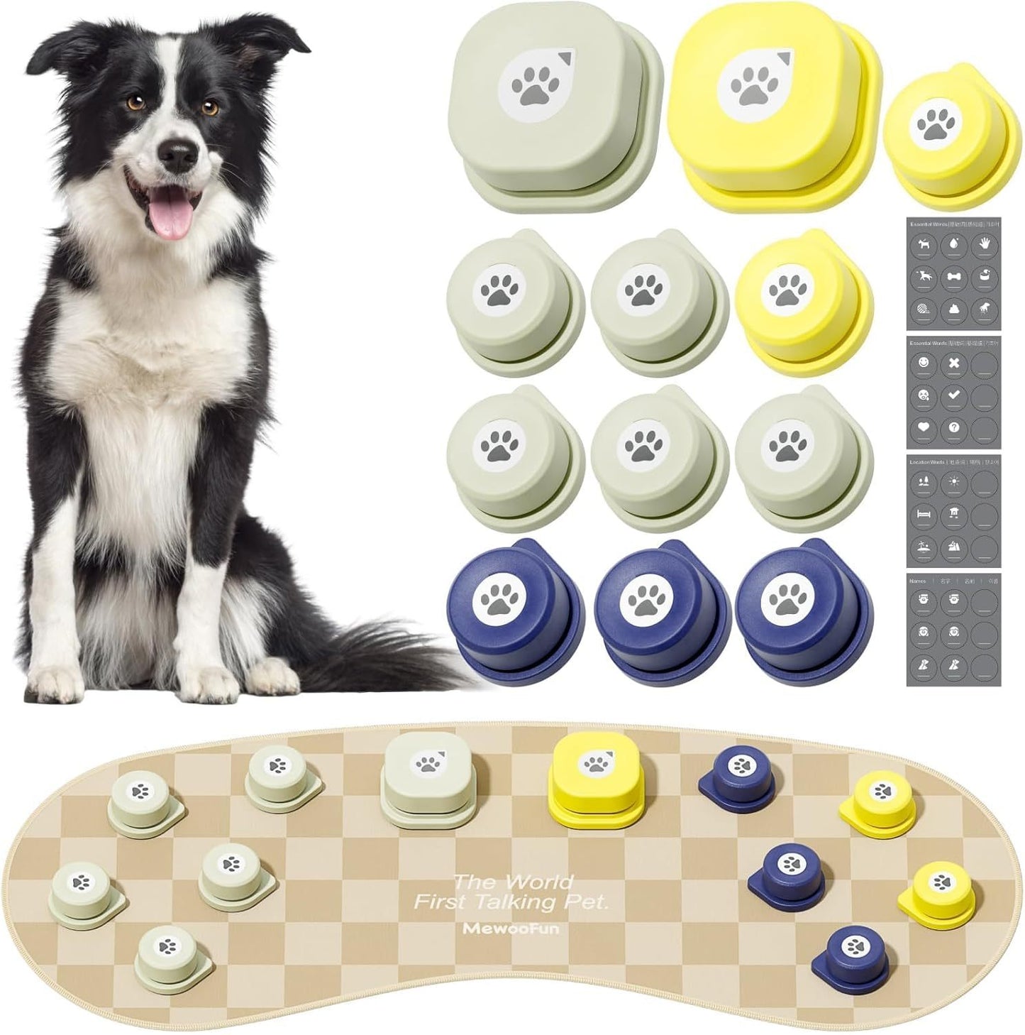 MEWOOFUN Dog Talking Buttons – 12-Pack Rechargeable Voice Button Set