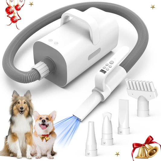 4-in-1 Smart Handle Pet Hair Dryer – High-Speed Blower with Comb Nozzles for Dogs & Cats