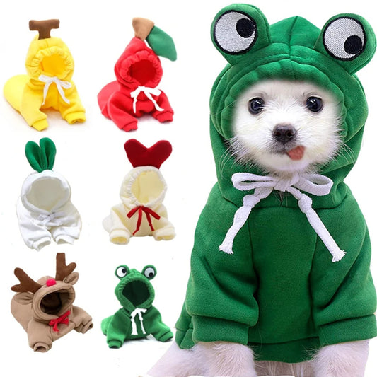 Techniwoof™ Cute Fruit Dog Hoodie – Warm Winter Fleece Costume for Small Dogs