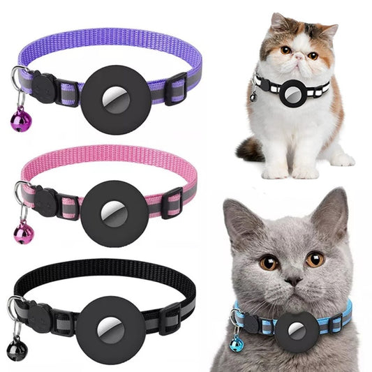 Reflective Nylon Martingale Dog Collar with AirTag Holder – Adjustable & Waterproof