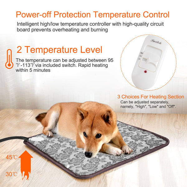 Eco Pet Heating Pad – Waterproof, Electric Dog & Cat Warmer Mat (Adjustable Heat)