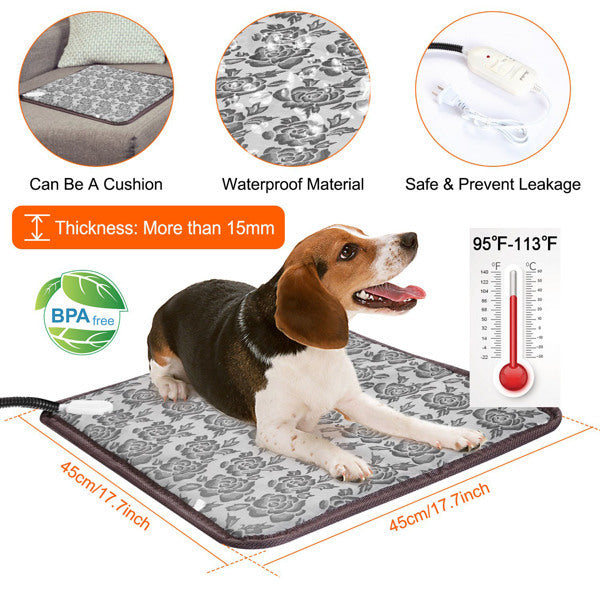 Eco Pet Heating Pad – Waterproof, Electric Dog & Cat Warmer Mat (Adjustable Heat)
