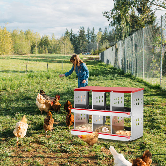 6-Compartment Outdoor Chicken Feeder with Sloped Roof – Large Capacity Poultry Feeding Station
